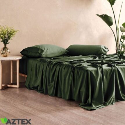 Bambusest voodipesukomplekt Armee roheline