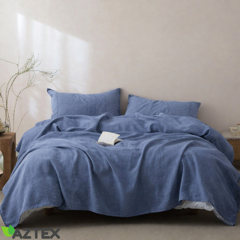 Linane voodipesukomplekt Sinine Linane voodipesukomplekt Sinine