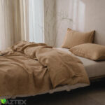 Linnen Dekbedovertrek Set | Lichtbruin - Afbeelding 3