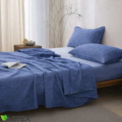 Naturaalne linane voodilina Kanarbiku sinine