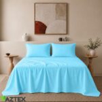 Stonewashed cotton bed sheet | Sky blue - Image 3